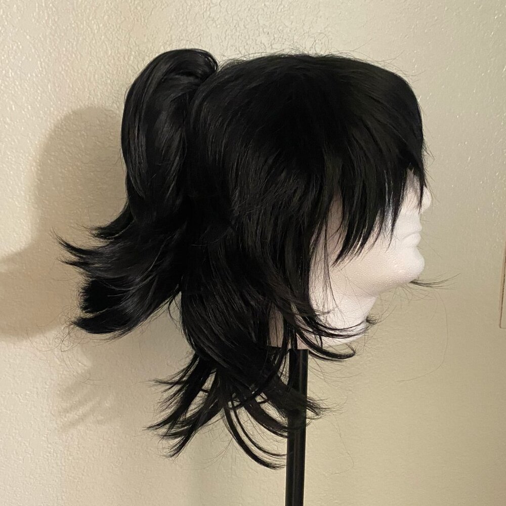 Short Cosplay Black Wig - magic acgn cosplay with ponytail attatchment
